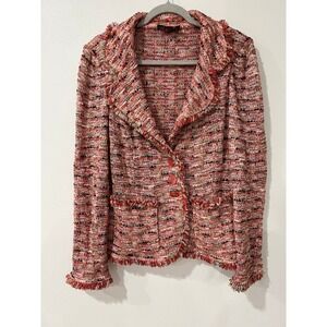 St. John Collection Women's Size 12 Pink Multi Tweed Knit Blazer Jacket